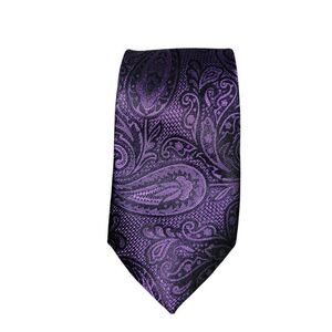 Pronto Uomo Purple and Black Paisley Tie